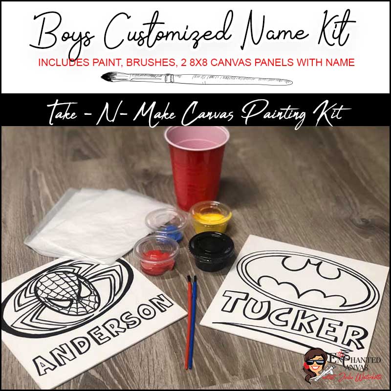Boys Customized Name Canvas Painting Kit