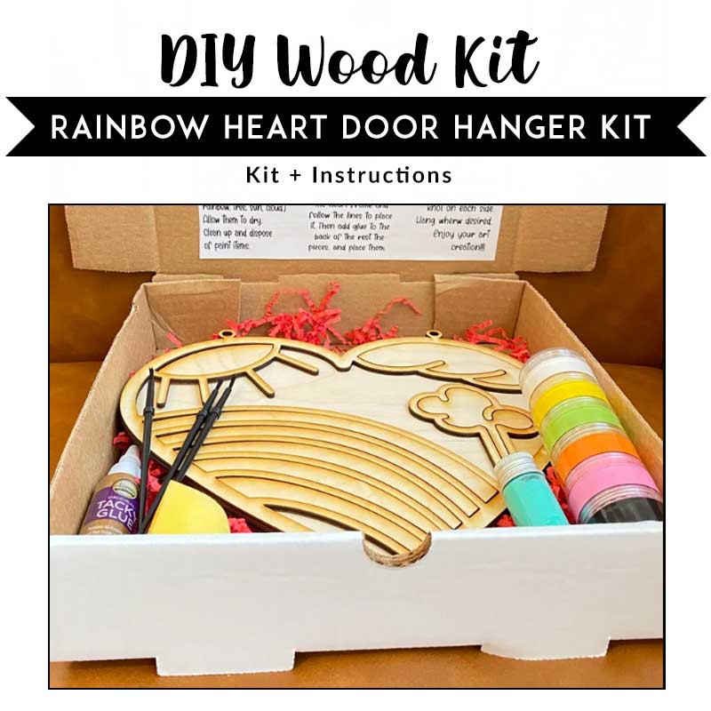 Rainbow Heart Wood Painting Kit