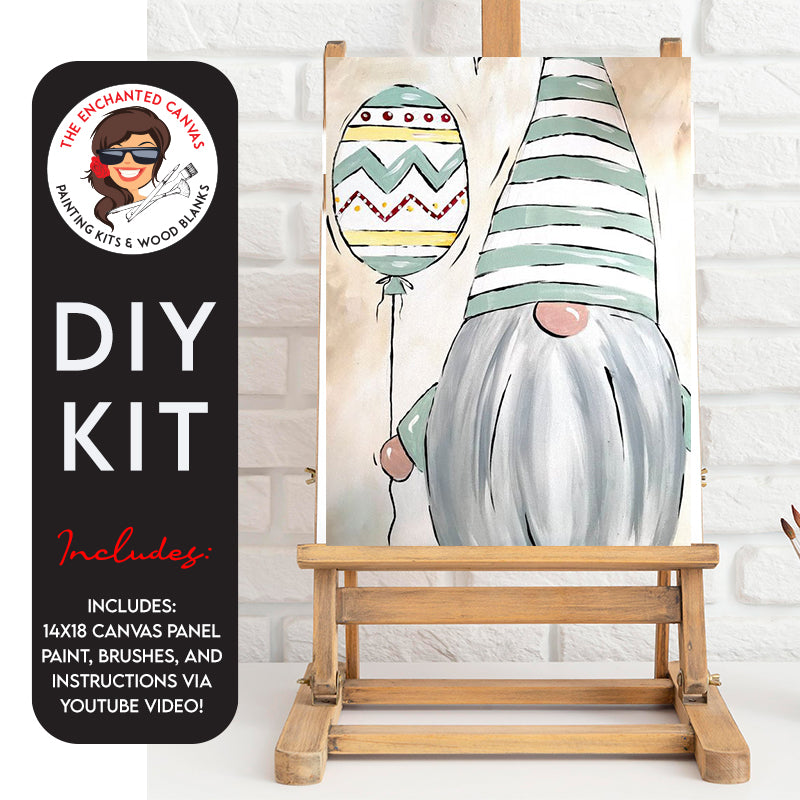 Embrace the Easter spirit with our DIY Easter Gnome Painting Kit! This adorable pastel Easter Gnome, complete with a balloon that resembles an egg, is a delightful way to celebrate the holiday season.