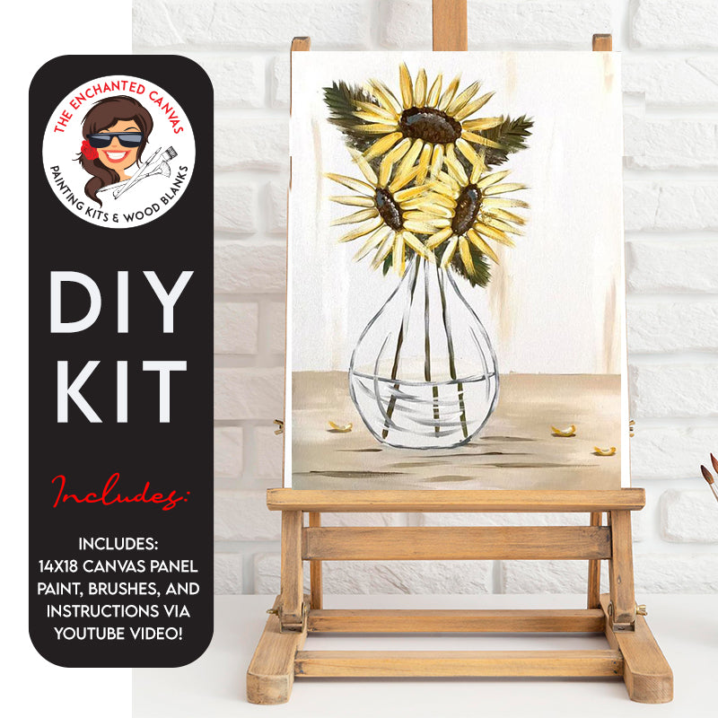 Immerse yourself in the warmth of our Sunflower in a Vase DIY Painting Kit! Picture a clear vase adorned with radiant yellow sunflowers – a simple yet stunning painting that's perfect for bringing a touch of sunshine into any space.