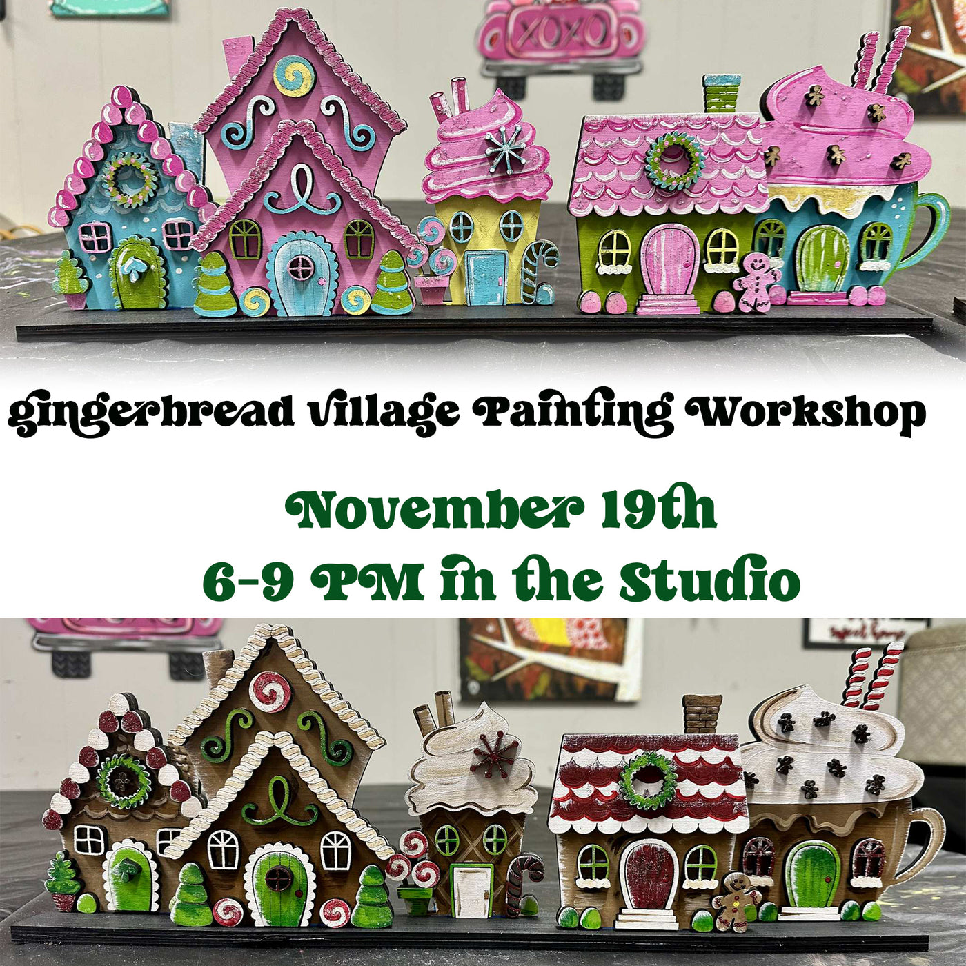 Gingerbread Christmas Village Paint Party!