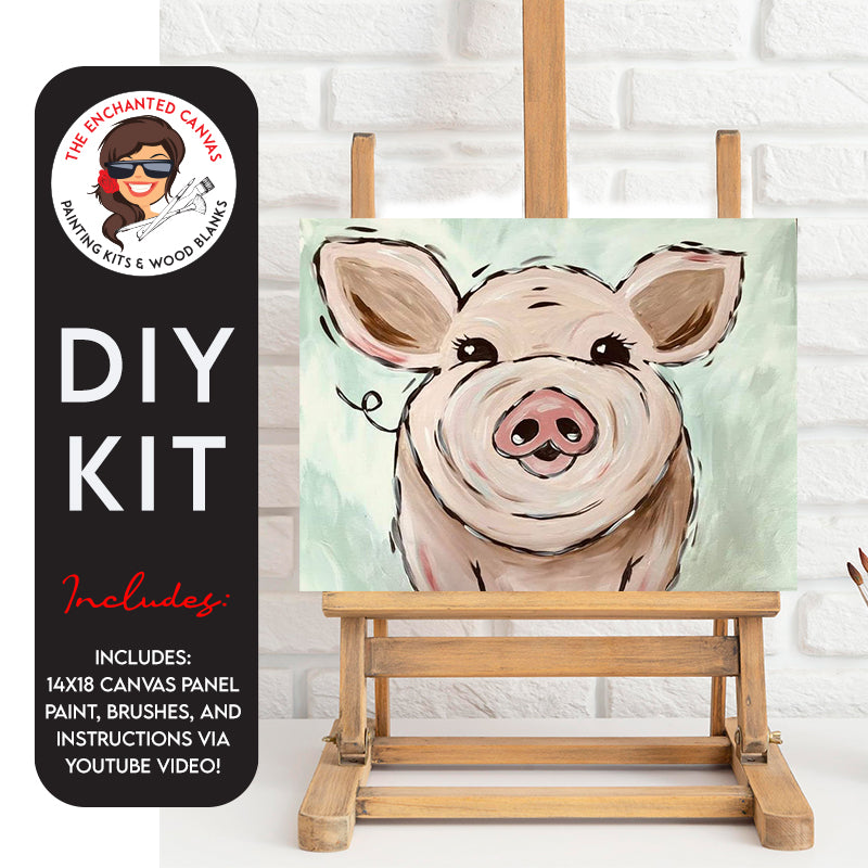 Dive into a world of whimsy with our Pig Painting DIY Kit – where this adorable little pig is eagerly waiting for your artistic touch! Imagine a pink piggy set against a light green background, creating a charming scene that's sure to bring a smile to your face.