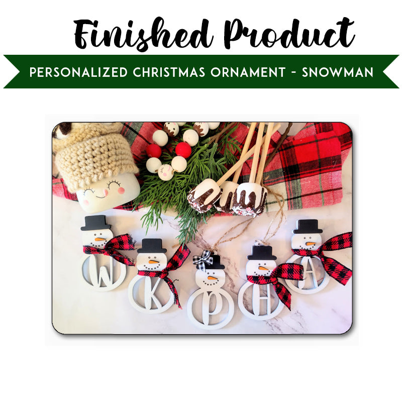 Snowman Monogram Christmas Ornament