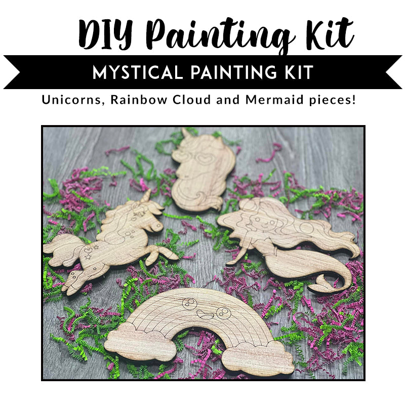 Unicorn Mermaid Rainbow Wood Paint Kit
