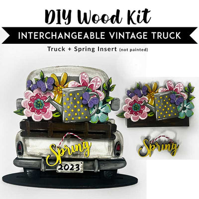 Vintage Truck Back Interchangeable Wood Painting Kit + Spring Season Interchangeable