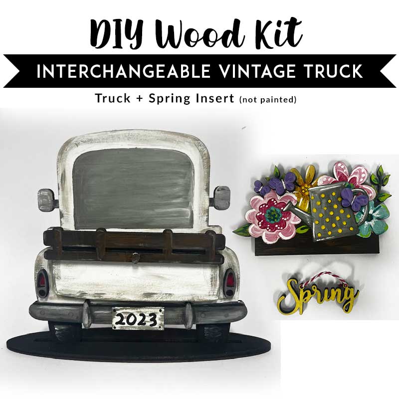 Vintage Truck Back Interchangeable Wood Painting Kit + Spring Season Interchangeable