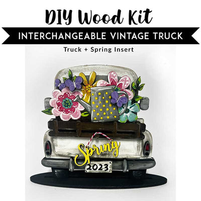 Vintage Truck Back Interchangeable Wood Painting Kit + Spring Season Interchangeable
